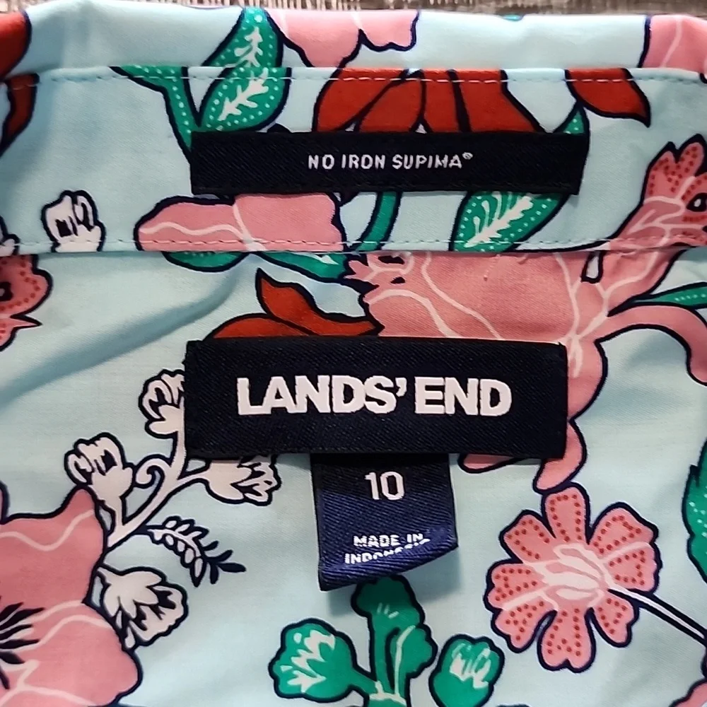 🦩 Lands End no iron supima 3/4 sleeve Top 🦩 - Picture 2 of 5